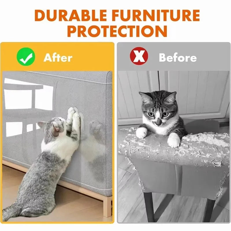 Anti Cat Scratch Furniture Protector, Self-Adhesive Peelable Transparent PVC Tape, Couch Sofa Corner Shield, Cat Training Scratch Guard Stickers