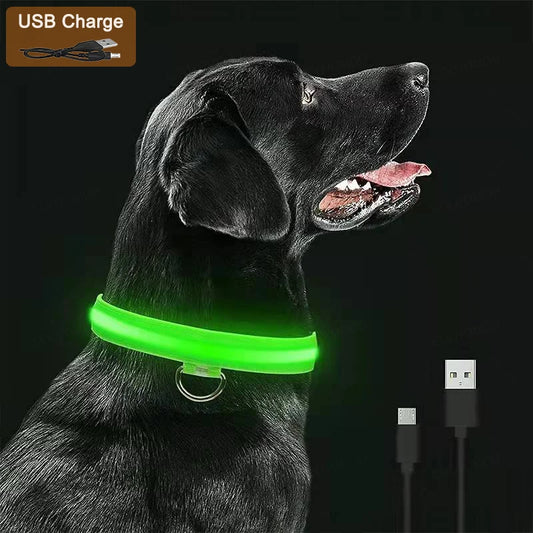 LED Luminous USB Rechargeable Dog Collar, 3 Modes Glow Collar for Cats and Dogs, Detachable Night Safety Loss Prevention Accessory