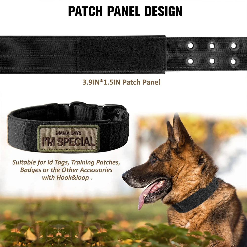 Tactical Dog Collar Durable Nylon Military Collar for Medium and Large Dogs, Adjustable Training and Working Outdoor Pet Collar