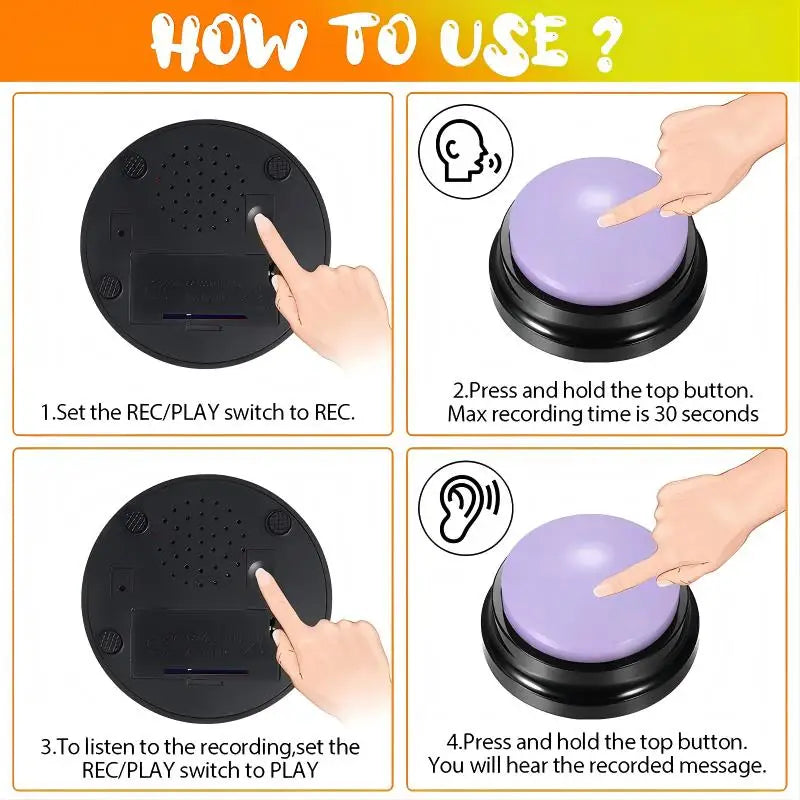 Recordable Talking Dog Buttons, Portable Voice Training Buttons for Dogs and Cats, Interactive Communication Pet Toys for Travel