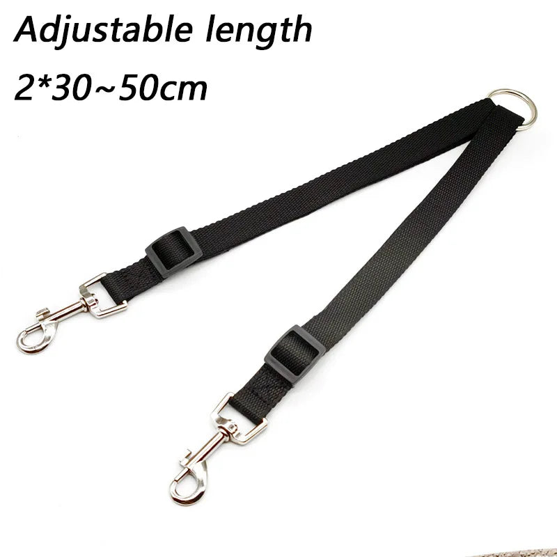 Double Dog Leash Dual Coupler, Adjustable V-Shaped Nylon Lead for Walking Two Dogs, Colorful Two-Way Pet Leash