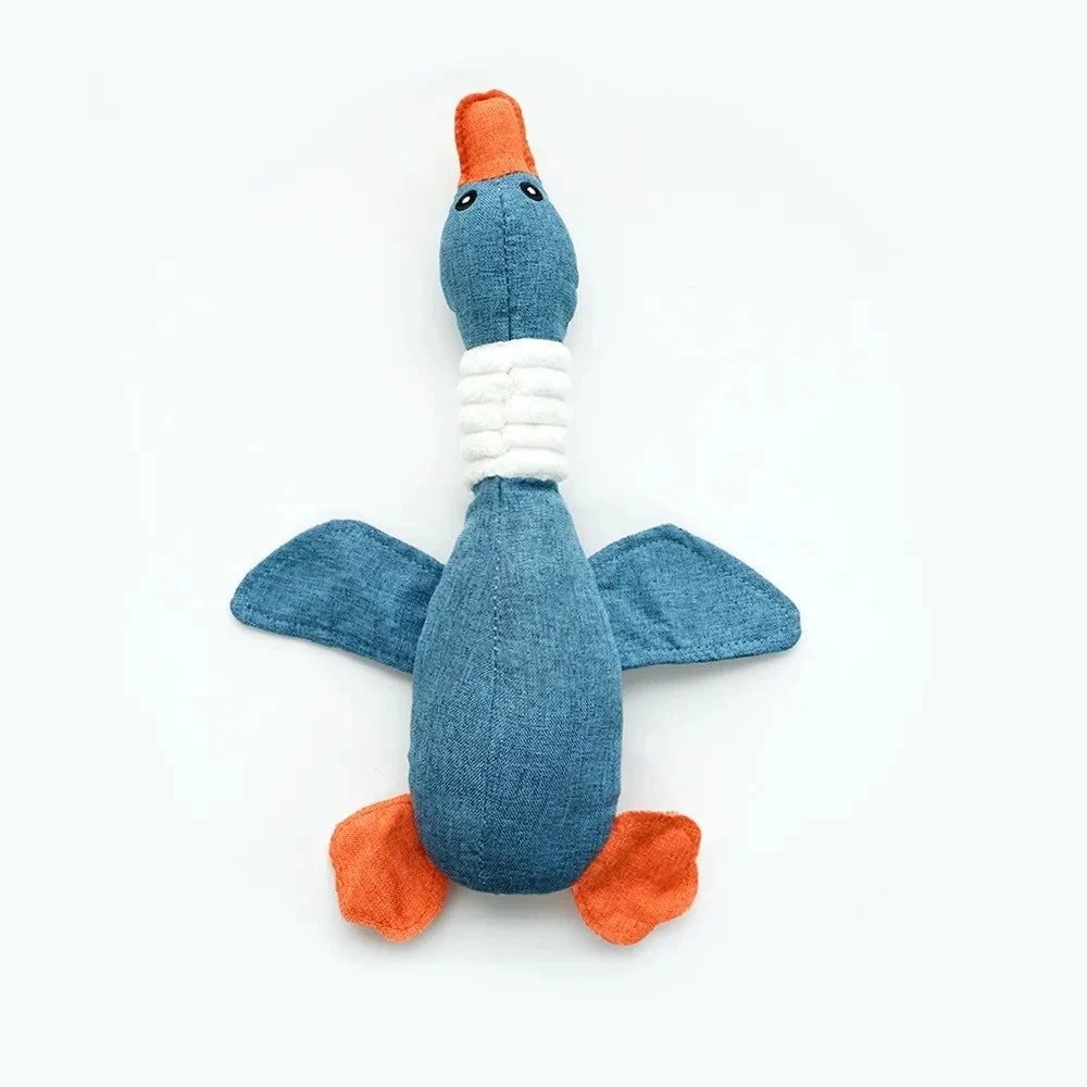 Pet Goose Squeaky Toy, Bite-Resistant Teeth Grinding and Cleaning Toy for Dogs and Cats, Interactive Plush Pet Toy