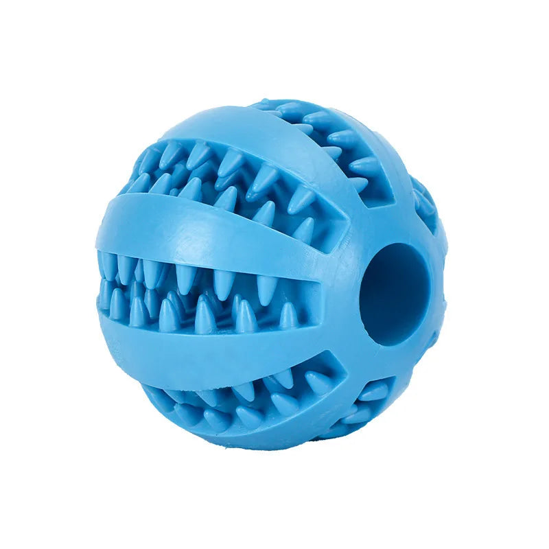 Interactive Dog Chew Ball, Rubber Treat Dispensing Toy for Dogs and Cats, Silicone Teeth Cleaning Puppy Toy