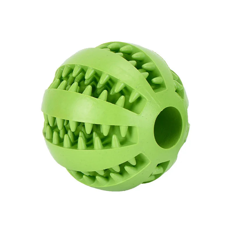 Interactive Dog Chew Ball, Rubber Treat Dispensing Toy for Dogs and Cats, Silicone Teeth Cleaning Puppy Toy