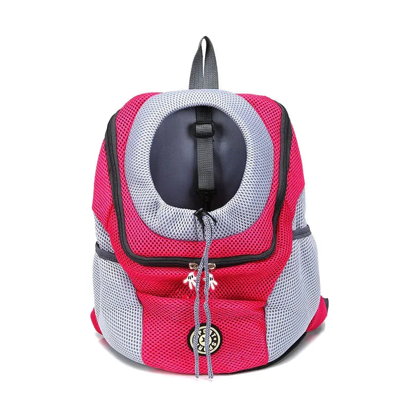 Portable Double-Shoulder Pet Travel Backpack, Breathable Mesh Front Carrier Bag for Small Dogs and Cats