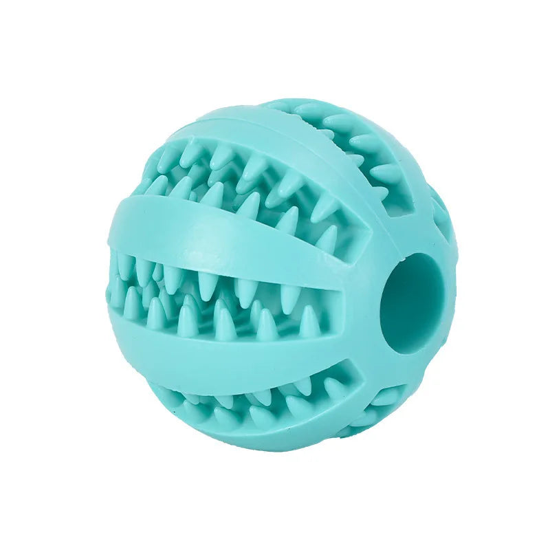 Interactive Dog Chew Ball, Rubber Treat Dispensing Toy for Dogs and Cats, Silicone Teeth Cleaning Puppy Toy