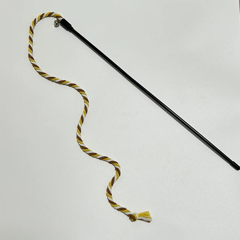 Interactive Cat Teaser Wand Toy with Long Satin Ribbon, Kitten Play Stick for Indoor Exercise and Training