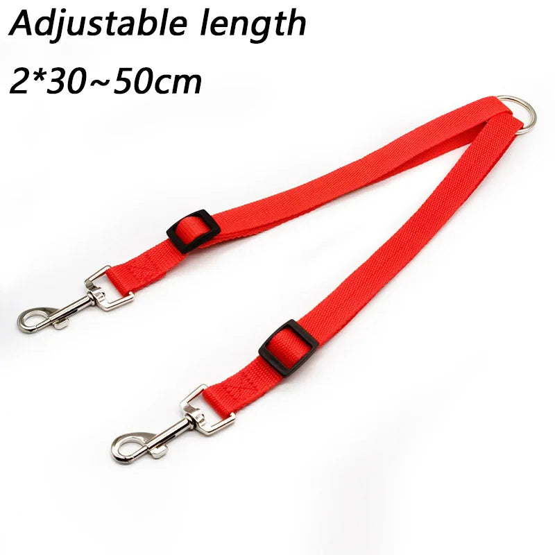 Double Dog Leash Dual Coupler, Adjustable V-Shaped Nylon Lead for Walking Two Dogs, Colorful Two-Way Pet Leash
