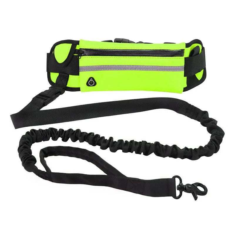 Hands Free Dog Leash for Running and Walking, Reflective Retractable Elastic Belt with Waist Bag, Adjustable Dog Traction Rope Pet Lead
