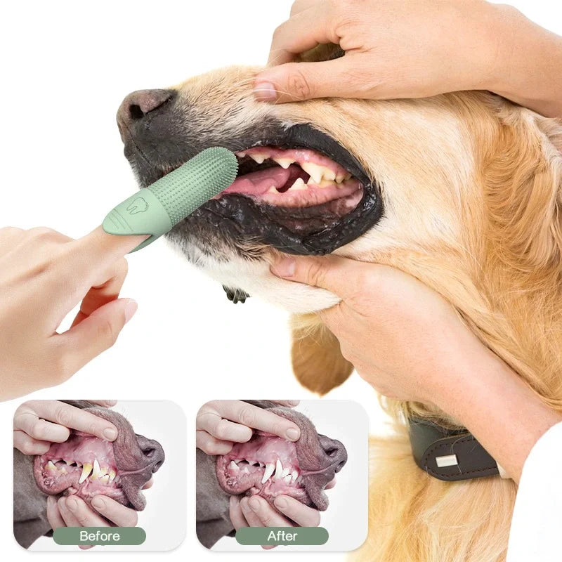 Dog Finger Toothbrush 360° Silicone Dental Cleaning Brush for Dogs and Cats, Food-Grade Pet Teeth Care Finger Brush