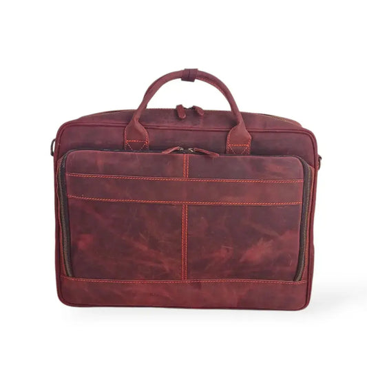 15.6 / 16 inches Reddish Brown Leather Business Laptop Bag.